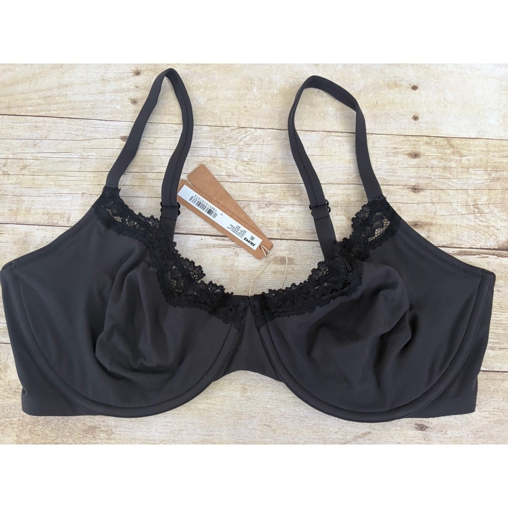 Skims Fits Everybody Lace Unlined Demi Bra 38DD, New, Black
